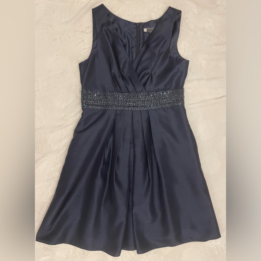 JS Boutique Navy Beaded A-Line Dress